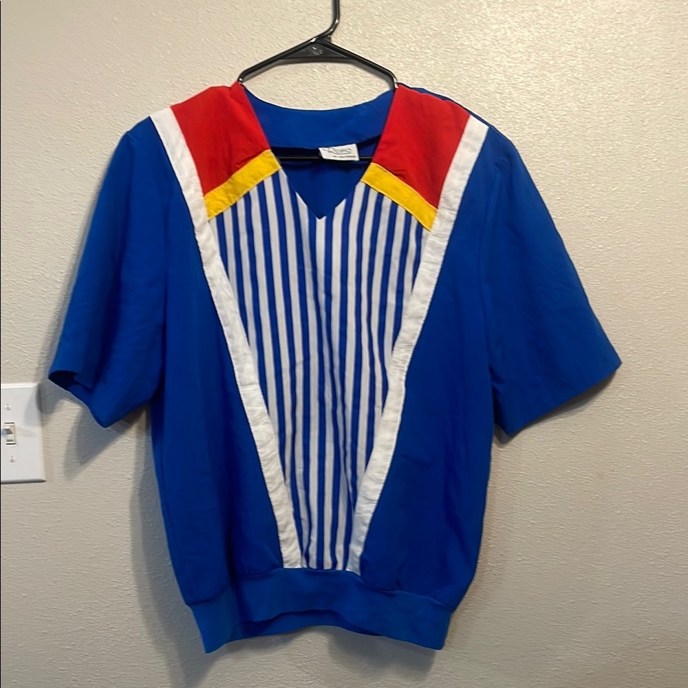 Vintage Colorful Striped Short Sleeve Shirt